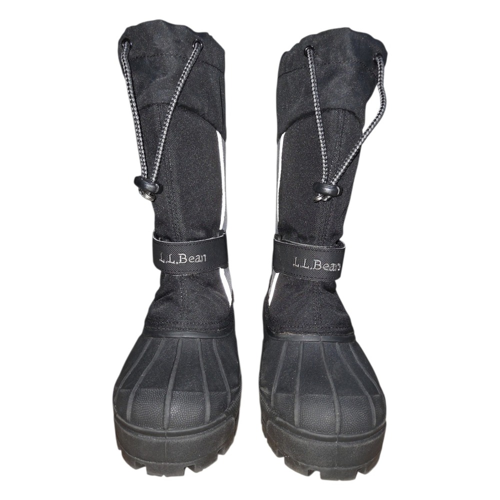 L.L. Bean Snow Boots Kids 2 Black Gray Winter Waterproof Insulated 238064